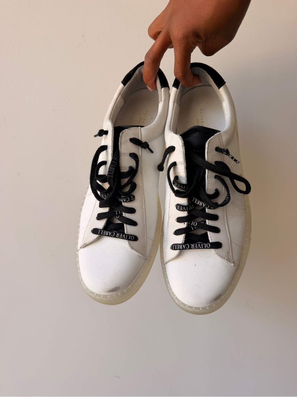 Oliver Cabell White Leather Sneakers with Black Details